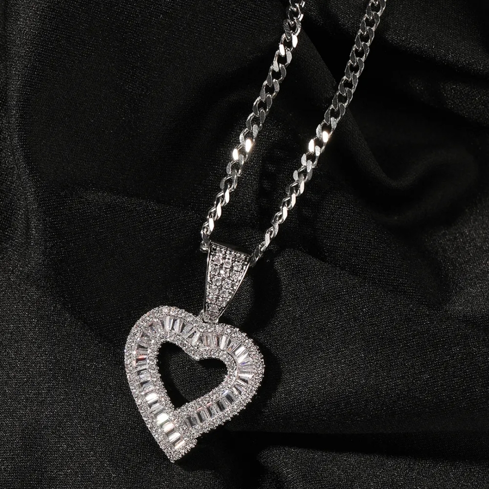 Elegant Silver Heart Pendant Necklace